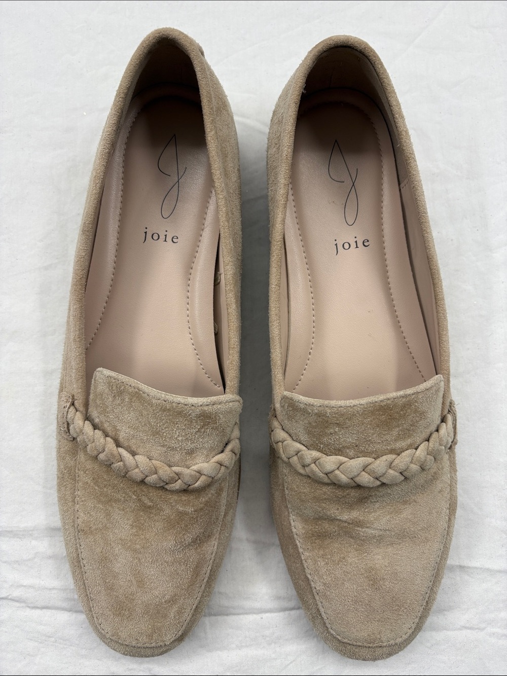 Like NEW! Joie Taupe Suede Braided Loafers. 9.5M. - Picture 4 of 9
